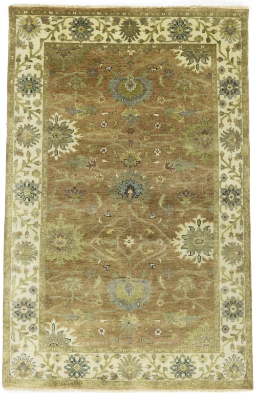 Light Rust Floral 5x8 Osh Chobi Oriental Rug
