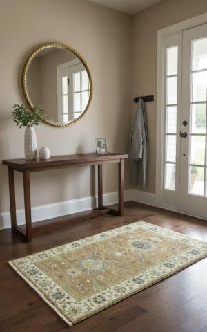 Rust Orange Floral 3X5 Osh Chobi Oriental Rug