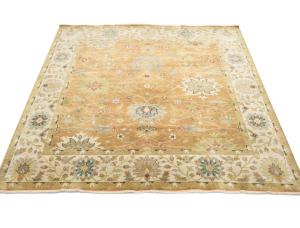 Rust Orange Floral 8X8 Osh Chobi Oriental Square Rug