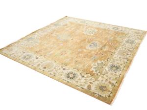 Rust Orange Floral 8X8 Osh Chobi Oriental Square Rug
