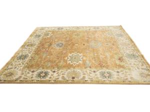 Rust Orange Floral 8X8 Osh Chobi Oriental Square Rug