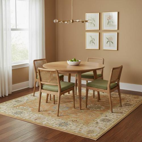 Rust Orange Floral 8X8 Osh Chobi Oriental Square Rug