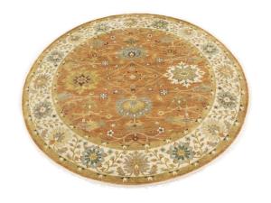 Rust Orange Floral 8X8 Chobi Oriental Round Rug