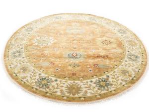 Rust Orange Floral 8X8 Chobi Oriental Round Rug
