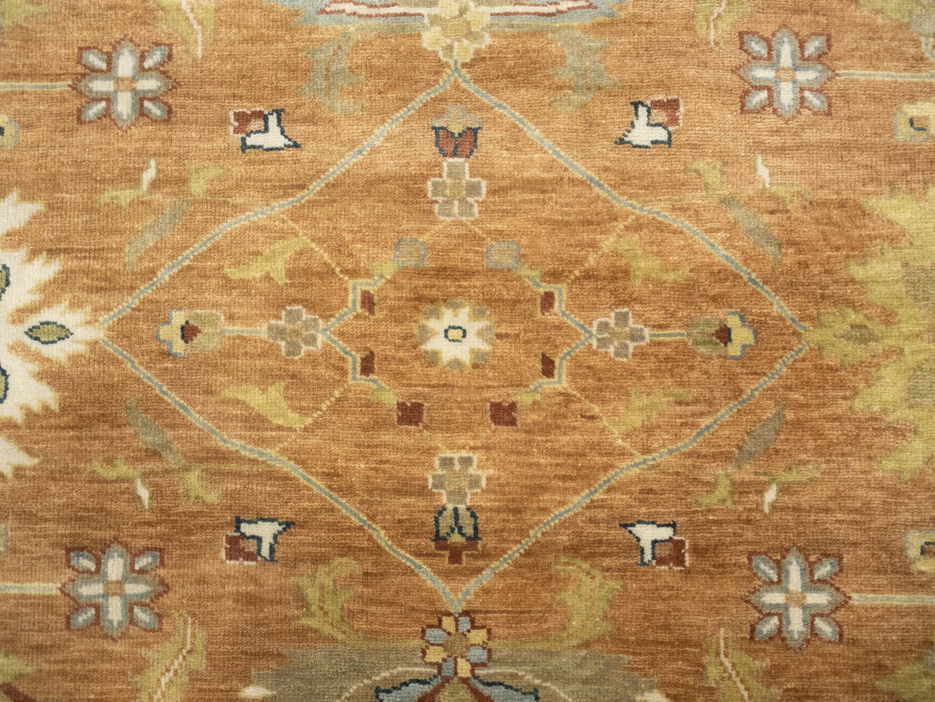 Rust Orange Floral 8X8 Chobi Oriental Round Rug