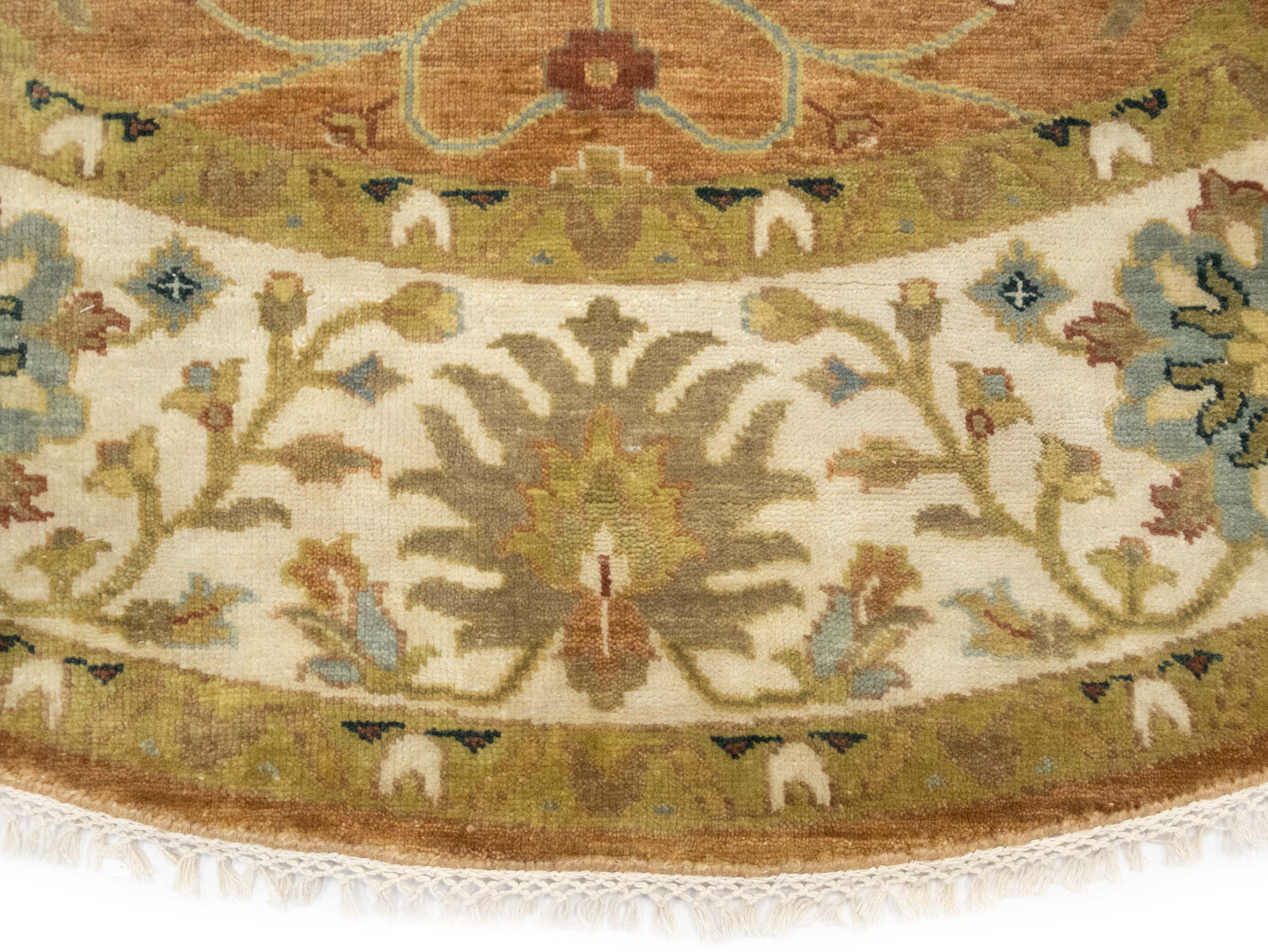 Rust Orange Floral 8X8 Chobi Oriental Round Rug