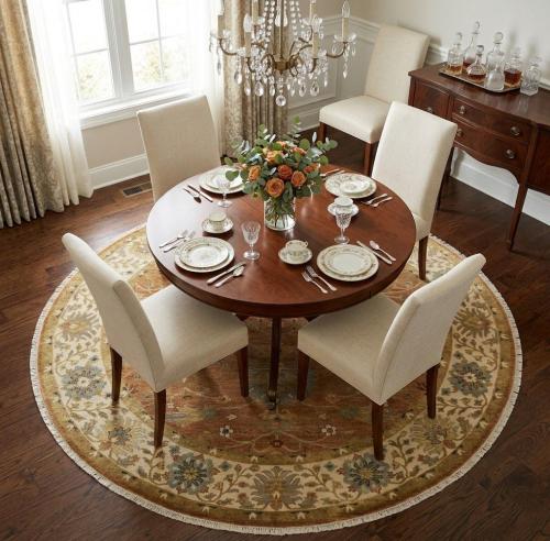 Rust Orange Floral 8X8 Chobi Oriental Round Rug