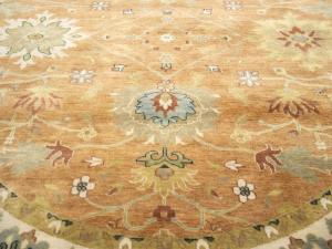 Rust Orange Floral 8X8 Chobi Oriental Round Rug