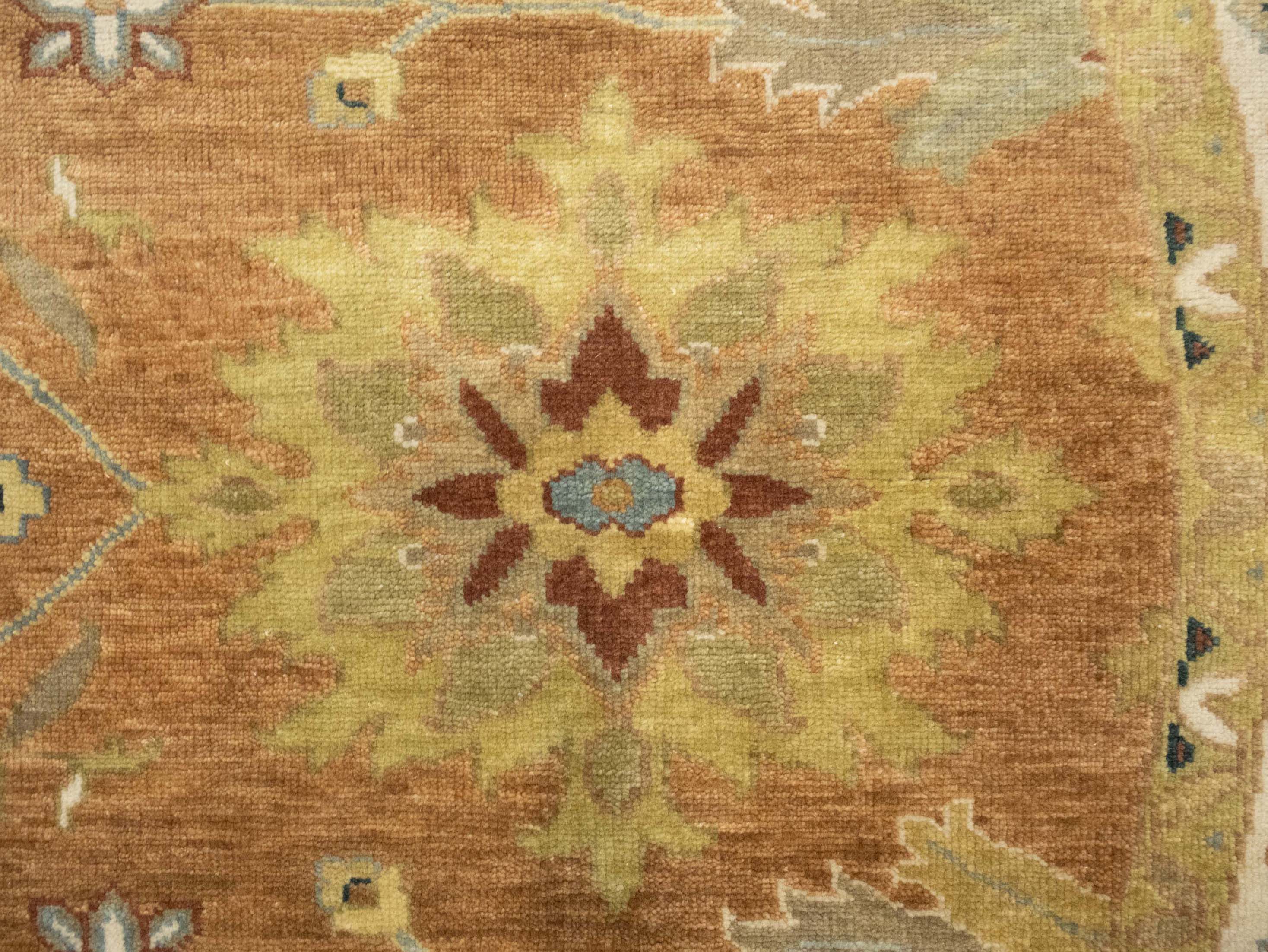 Rust Orange Floral 8X8 Chobi Oriental Round Rug
