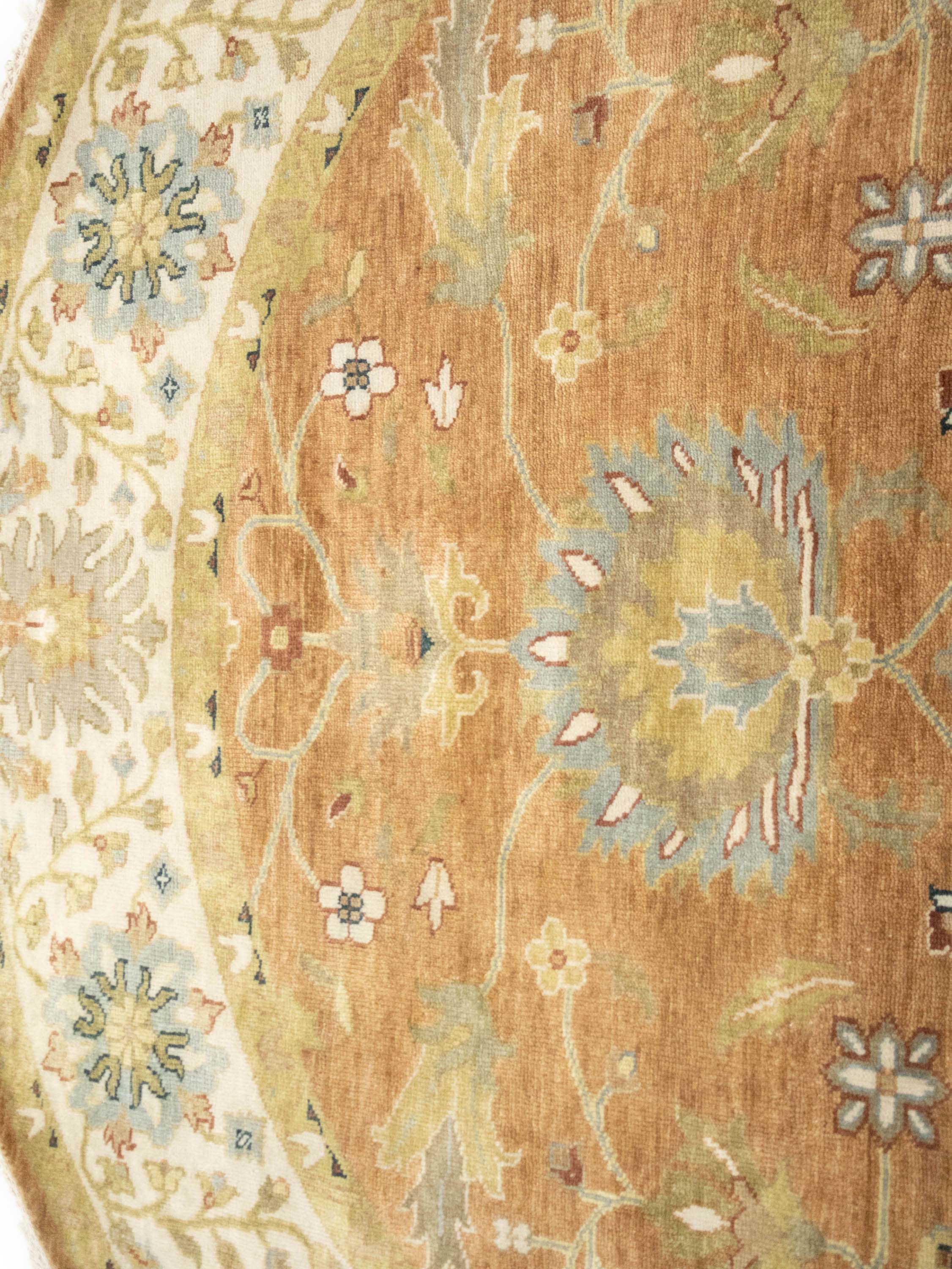 Rust Orange Floral 8X8 Chobi Oriental Round Rug