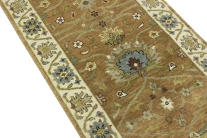 Rust Orange Floral 2'5X12 Osh Chobi Oriental Runner Rug