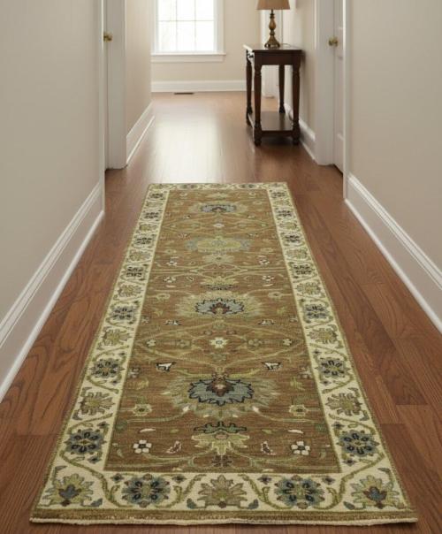 Rust Orange Floral 2'6X7'10 Osh Chobi Oriental Runner Rug