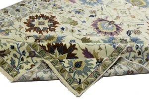 Cream Floral 10X14 Osh Chobi Peshawar Oriental Rug