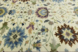 Cream Floral 10X14 Osh Chobi Peshawar Oriental Rug