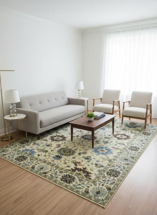 Cream Floral 10X14 Osh Chobi Peshawar Oriental Rug