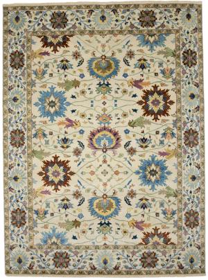 Ivory Floral Traditional 9x12 Chobi Oriental Rug