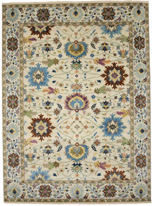 Ivory Floral Traditional 9x12 Chobi Oriental Rug