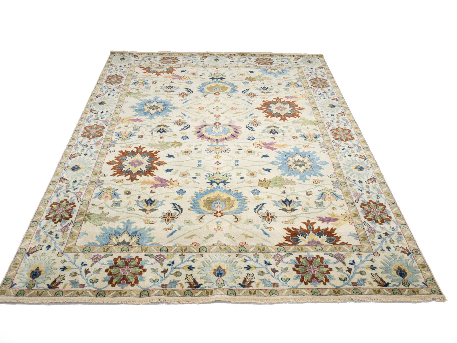 Ivory Floral Traditional 9x12 Chobi Oriental Rug