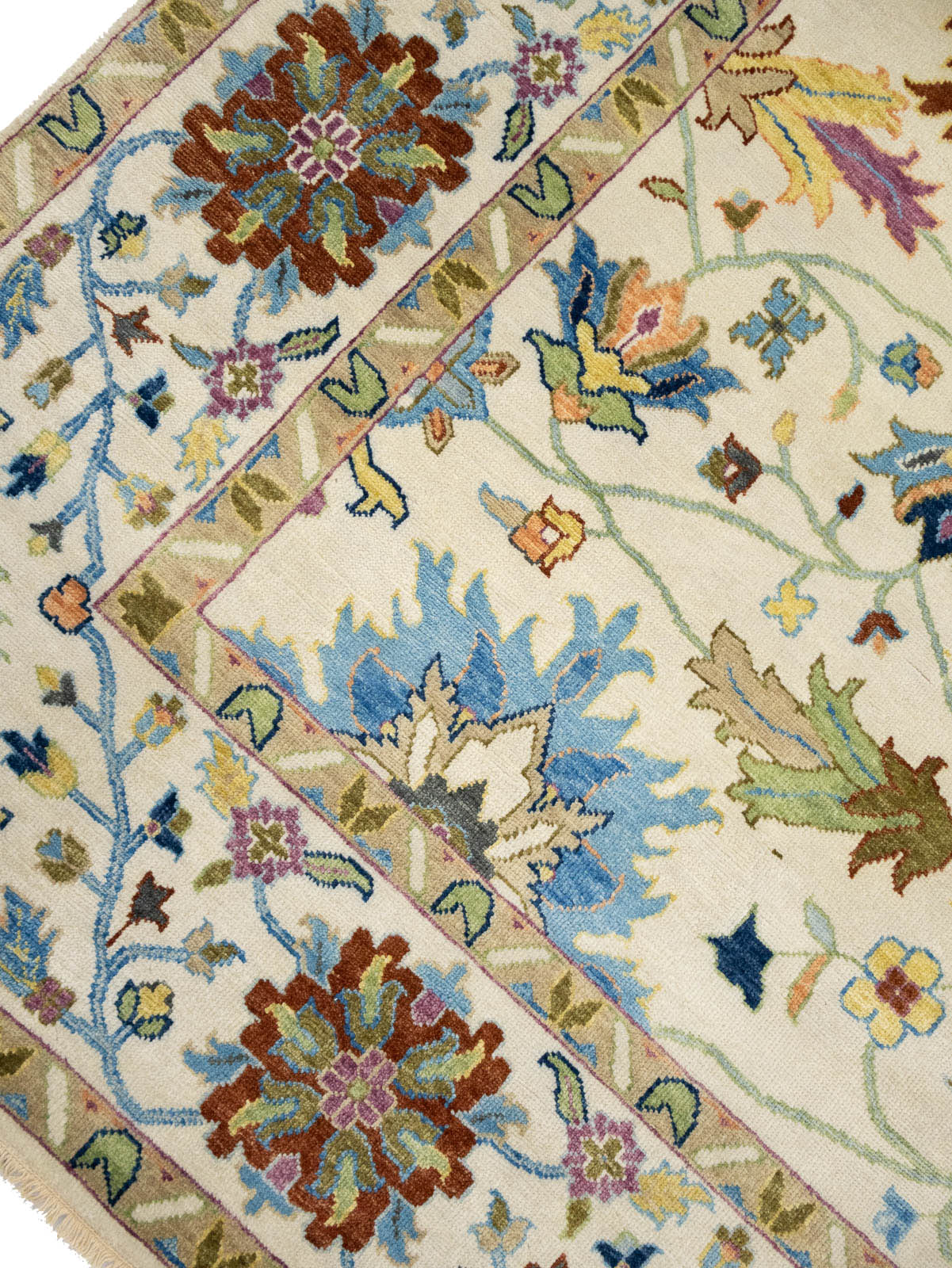 Ivory Floral Traditional 9x12 Chobi Oriental Rug