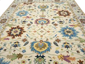 Ivory Floral Traditional 9x12 Chobi Oriental Rug