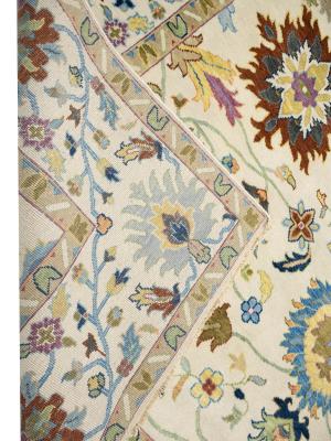 Ivory Floral Traditional 9x12 Chobi Oriental Rug