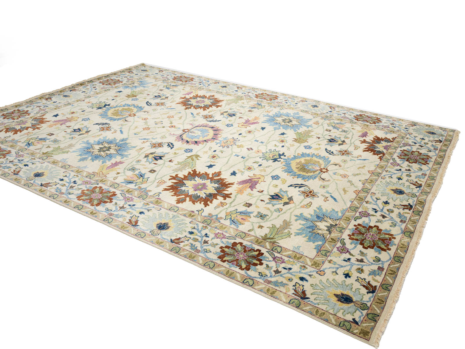 Ivory Floral Traditional 9x12 Chobi Oriental Rug