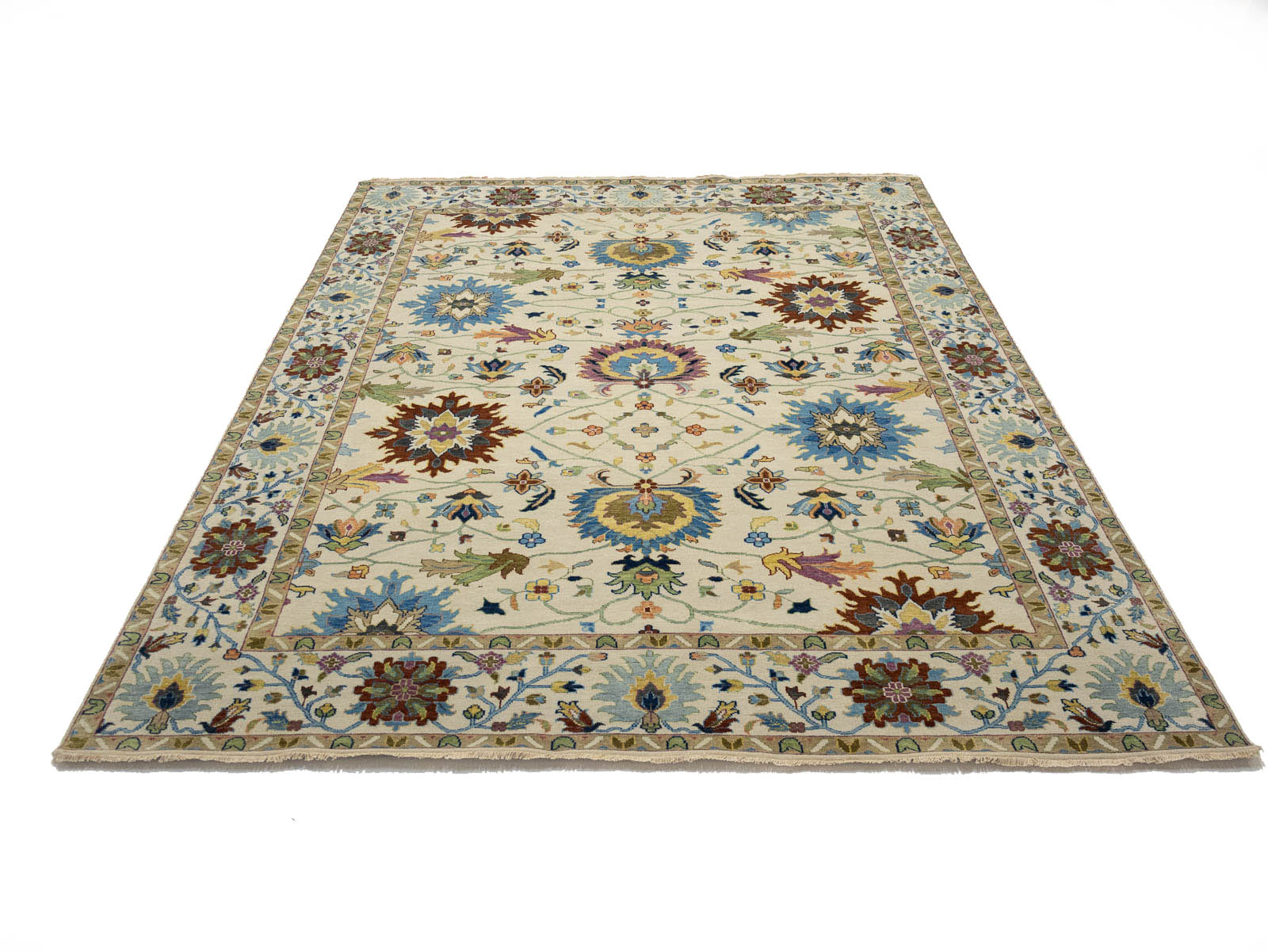 Ivory Floral Traditional 9x12 Chobi Oriental Rug