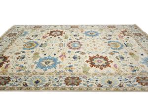 Ivory Floral Traditional 9x12 Chobi Oriental Rug