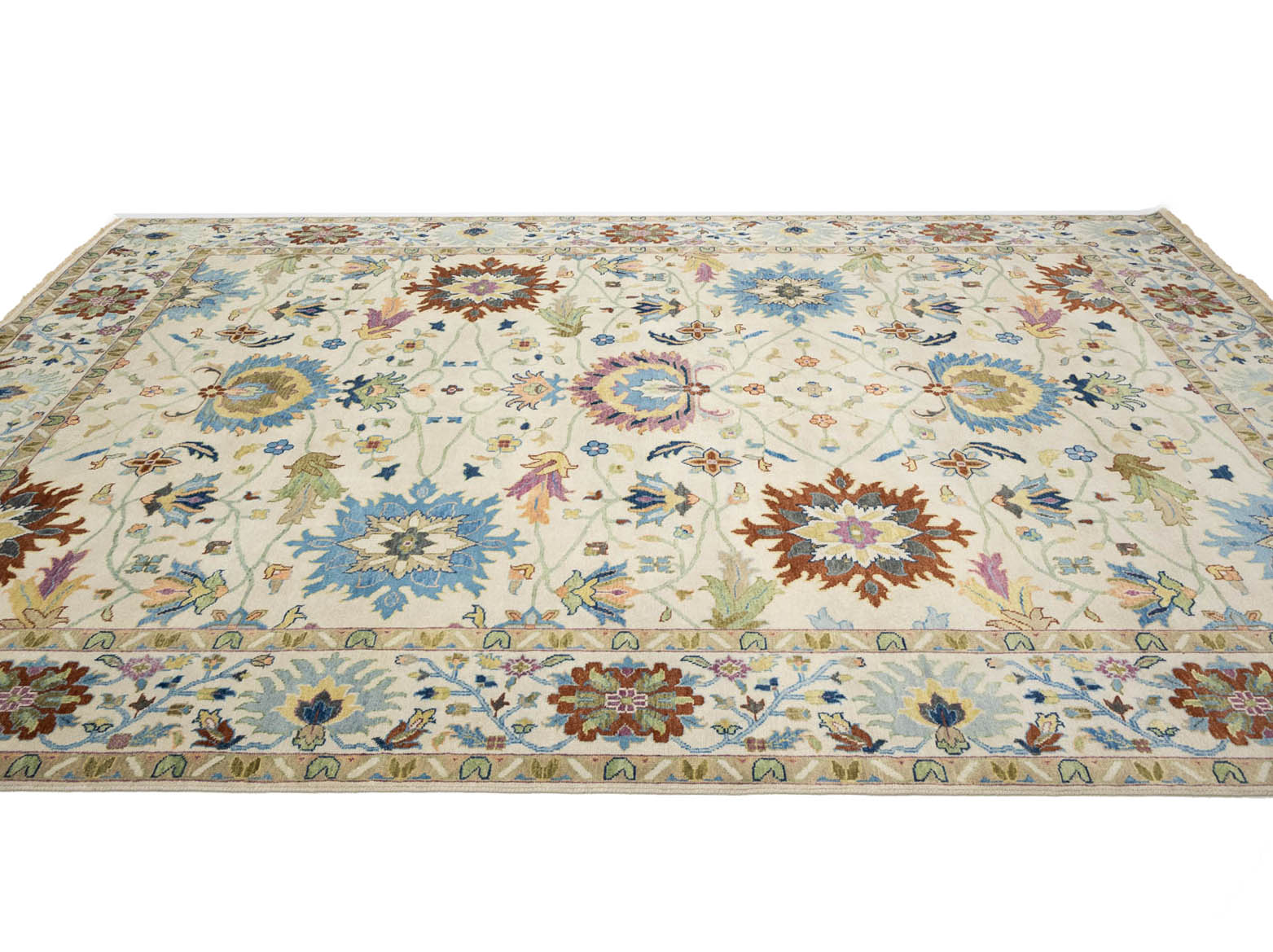 Ivory Floral Traditional 9x12 Chobi Oriental Rug