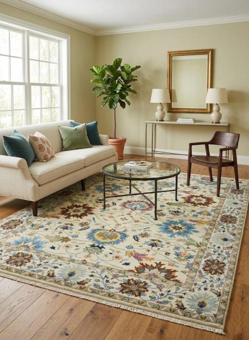 8'11 X 12'0 Chobi Hand Knotted Ivory Traditional Wool Rug