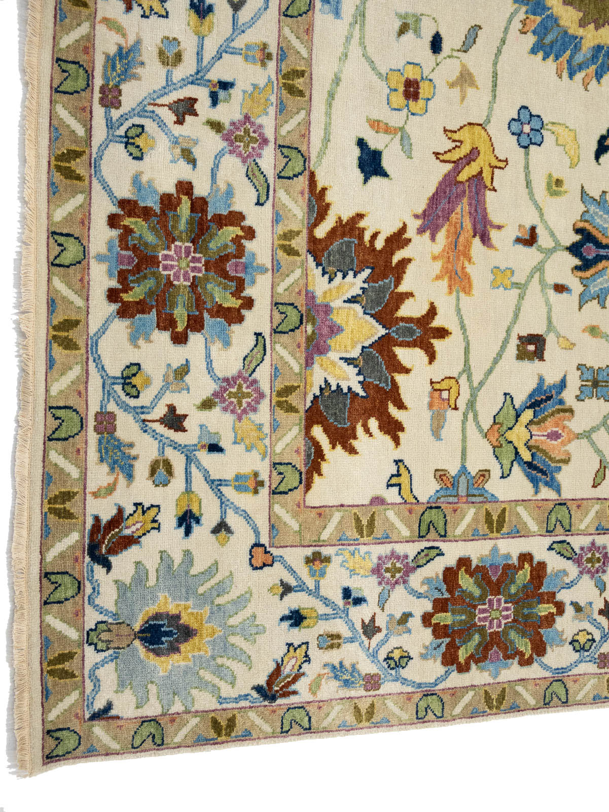 Ivory Floral Traditional 9x12 Chobi Oriental Rug