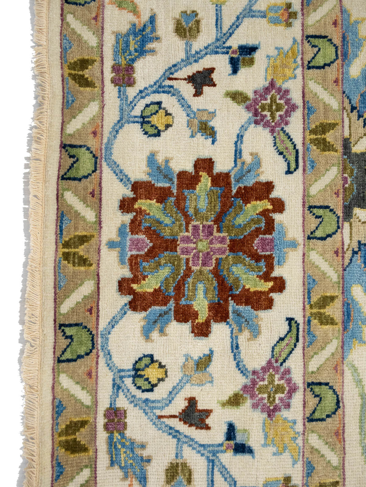 Ivory Floral Traditional 9x12 Chobi Oriental Rug