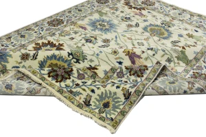 Cream Floral Traditional 8X10 Osh Chobi Oriental Rug