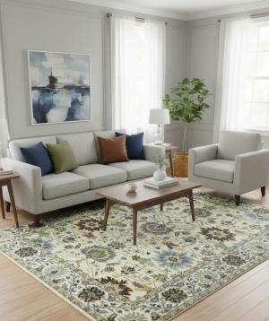 Cream Floral Traditional 8X10 Osh Chobi Oriental Rug