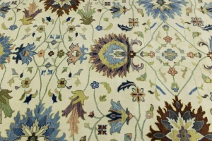 Cream Floral 12X15 Osh Chobi Peshawar Oriental Rug