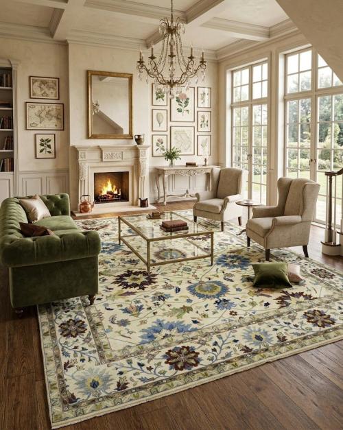 Cream Floral 12X15 Osh Chobi Peshawar Oriental Rug
