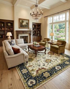 10'0 x 13'9 Cream Oushak Chobi Hand Knotted Oriental Wool Rug