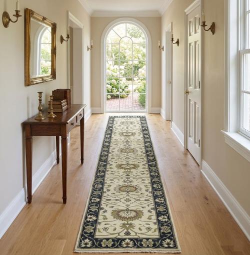 Cream Floral 2'5X13'4 Osh Chobi Peshawar Oriental Runner Rug