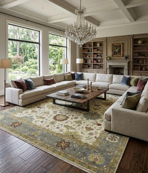 11'10 x 14'10 Peshawar Hand Knotted Cream Osh Chobi Wool Rug