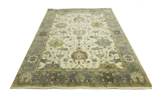 Cream Floral 9X12 Oushak Chobi Oriental Rug