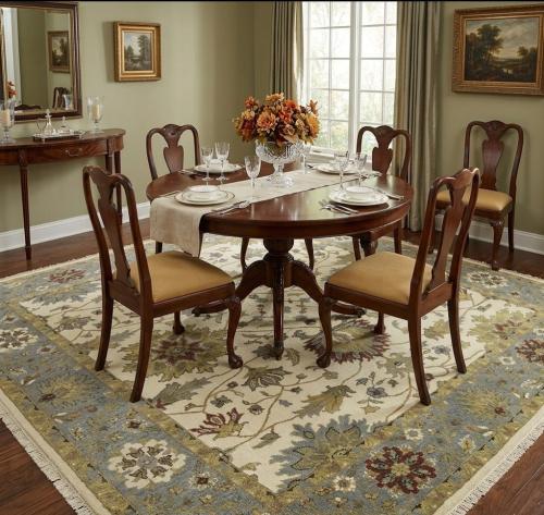 7'10 x 7'10 Hand Knotted Cream Osh Chobi Wool Square Rug