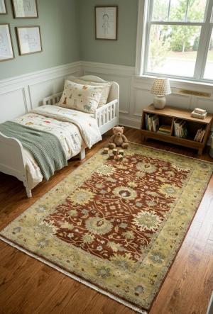 Rust Floral Osh Chobi 6X9 Peshawar Oriental Rug