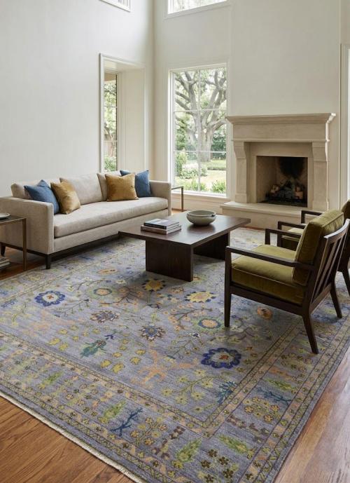 Silver Floral Traditional 10X14 Osh Chobi Oriental Rug