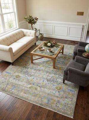 Silver Floral Traditional 9X12 Oushak Chobi Oriental Rug