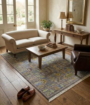Silver Floral Traditional 6X9 Osh Chobi Oriental Rug