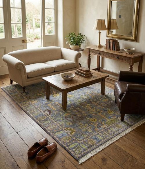 Silver Floral Traditional 6X9 Osh Chobi Oriental Rug