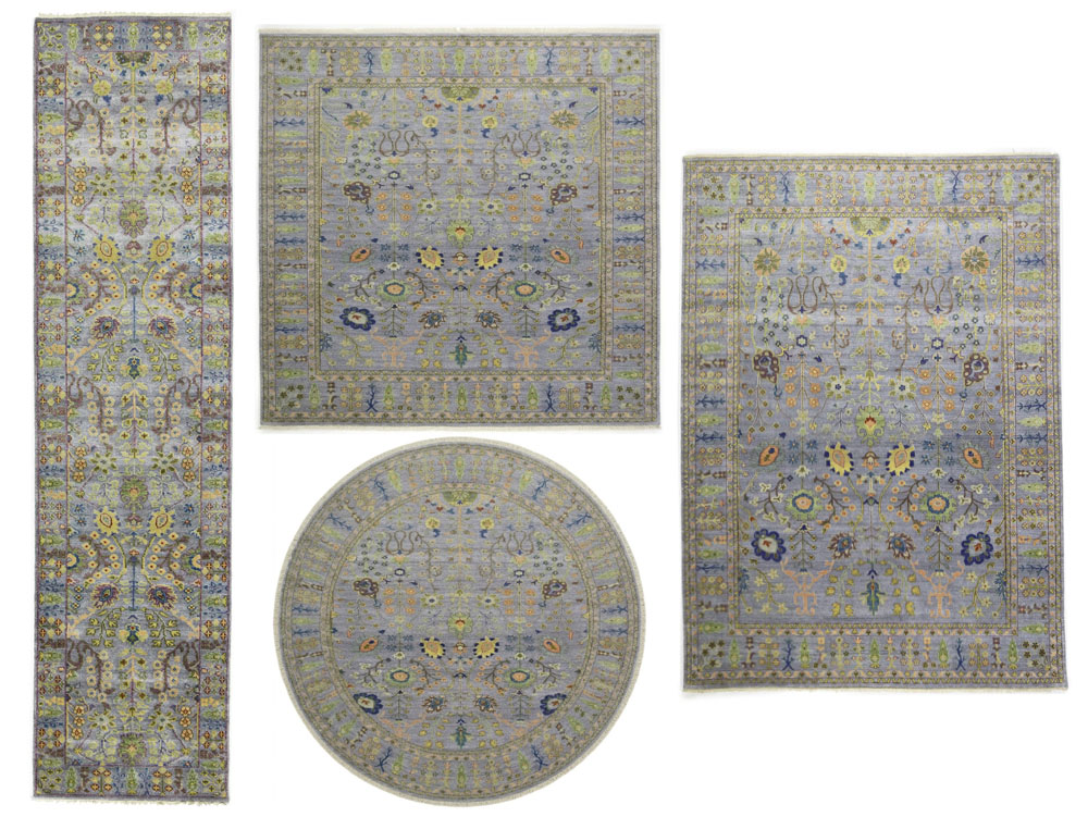 Silver Floral Traditional Oushak Chobi Oriental All size - Image 1