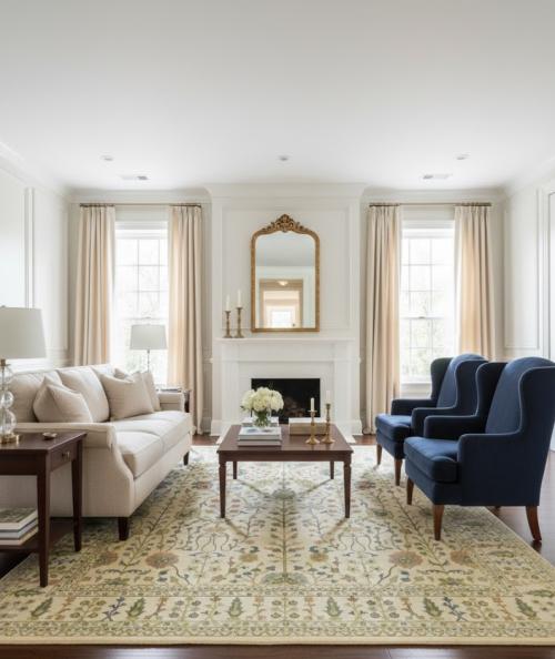 Ivory Floral Traditional 12X15 Osh Chobi Oriental Rug