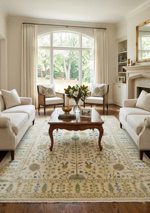 Ivory Floral Traditional 10X14 Oushak Chobi Oriental Rug