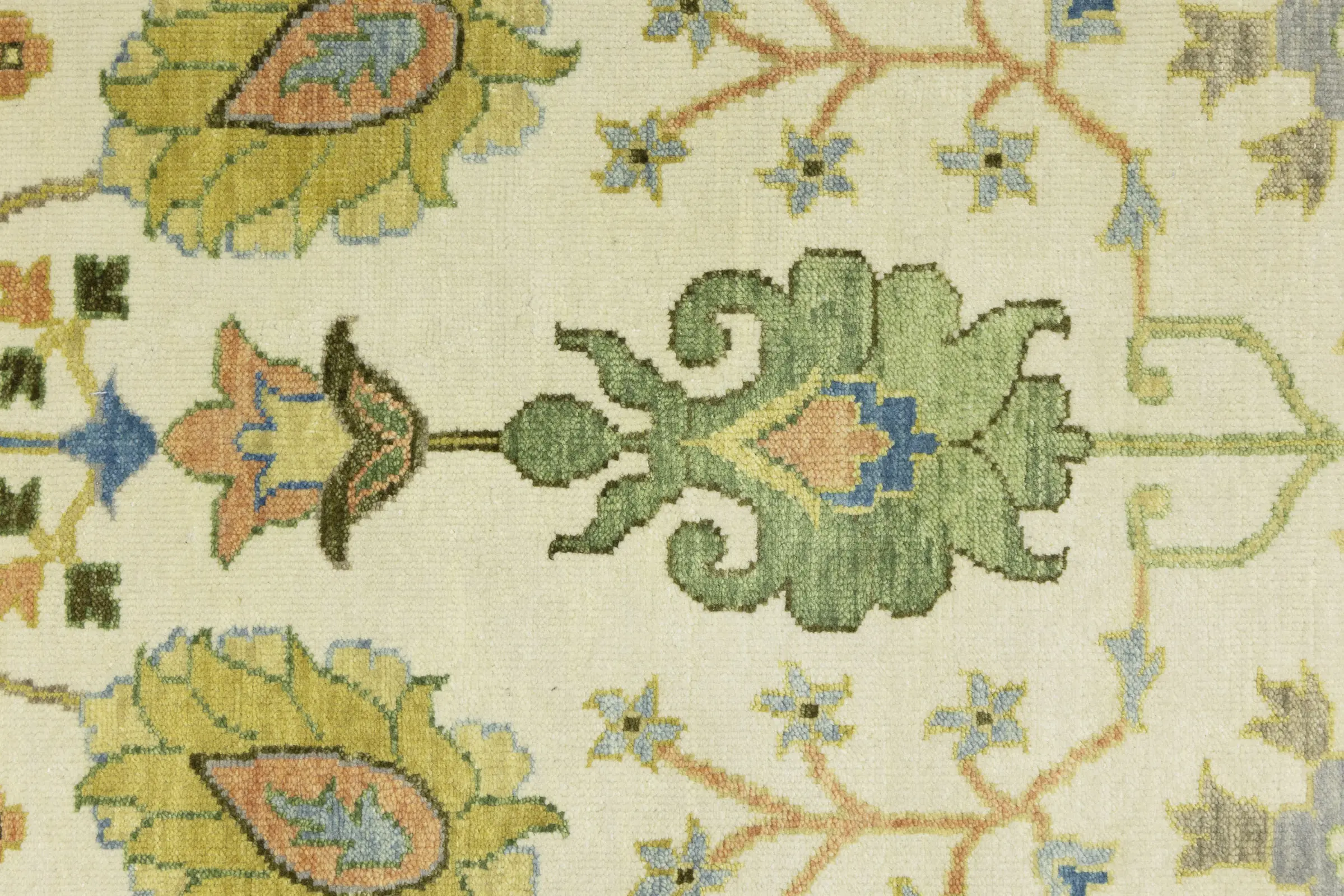 Ivory Floral Traditional 9X12 Oushak Chobi Oriental Rug